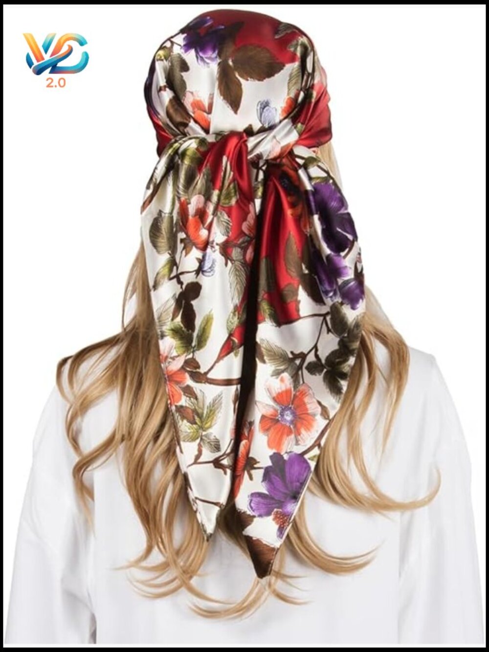 Silky Square Head Scarf for Hair Wrapping Soft Fashion Scarf 35 Inches